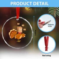 Funny Thanksgiving Christmas Triple Ho Santa Turkey Crystal Glass Ornament TS11