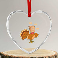 Funny Thanksgiving Christmas Triple Ho Santa Turkey Heart Crystal Glass Ornament - Wonder Print Shop