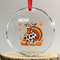 Funny Thanksgiving Crystal Glass Ornament Turkey Moo TS14