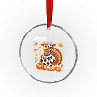 Funny Thanksgiving Crystal Glass Ornament Turkey Moo TS14