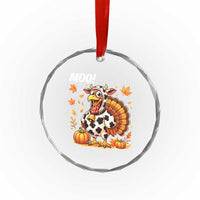 Funny Thanksgiving Crystal Glass Ornament Turkey Moo - Wonder Print Shop