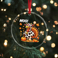 Funny Thanksgiving Crystal Glass Ornament Turkey Moo - Wonder Print Shop