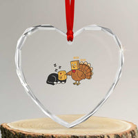 Funny Thanksgiving Heart Crystal Glass Ornament Turkey Fake Cat Meow - Wonder Print Shop