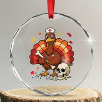 Funny Thanksgiving Nurse Turkey Crystal Glass Ornament Fall RN - Wonder Print Shop