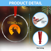 Funny The Lying King Long Nose Silhouette Crystal Glass Ornament Vintage Political Satire Statement Gift