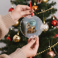 Funny Three Groundhog Meme Crystal Glass Ornament Woodchucks Under The Moon TS02