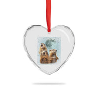 Funny Three Groundhog Meme Heart Crystal Glass Ornament Woodchucks Under The Moon - Wonder Print Shop