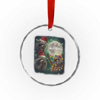 Funny Three Raccoons With The Moon Christmas Crystal Glass Ornament Santa Sleigh - Wonder Print Shop
