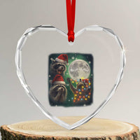 Funny Three Raccoons With The Moon Christmas Heart Crystal Glass Ornament Santa Sleigh - Wonder Print Shop