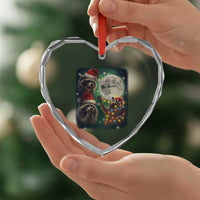 Funny Three Raccoons With The Moon Christmas Heart Crystal Glass Ornament Santa Sleigh - Wonder Print Shop