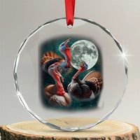 Funny Three Turkey Moon Crystal Glass Ornament Weird Cursed Thanksgiving Meme - Wonder Print Shop