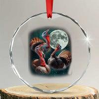 Funny Three Turkey Moon Crystal Glass Ornament Weird Cursed Thanksgiving Meme TS11