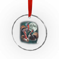 Funny Three Turkey Moon Crystal Glass Ornament Weird Cursed Thanksgiving Meme TS11