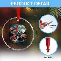 Funny Three Turkey Moon Crystal Glass Ornament Weird Cursed Thanksgiving Meme - Wonder Print Shop