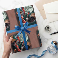 Funny Three Turkey Moon Wrapping Paper Roll Weird Cursed Thanksgiving Meme - Wonder Print Shop
