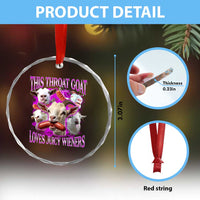 Funny Throat Goat Crystal Glass Ornament Swallows Juicy Wieners Inappropriate Adult TS10