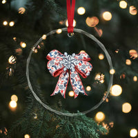 Funny Toile Folk Art Scandinavian Coquette Bow Xmas Crystal Glass Ornament TS11