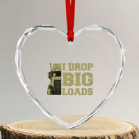 Funny Truck Driver Heart Crystal Glass Ornament I Drop Big Load Funny Big Rig Semi-Trailer Dad - Wonder Print Shop