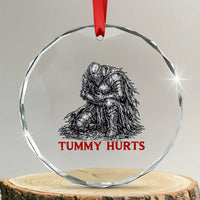 Funny Tummy Hurts Medieval Knight Crystal Glass Ornament Dark Fantasy Warrior Meme Graphic