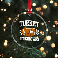 Funny Turkey And Touchdowns Crystal Glass Ornament Thanksgiving American Football TS11