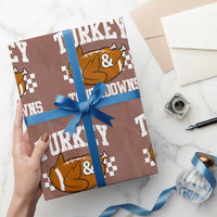 Funny Turkey And Touchdowns Wrapping Paper Roll Thanksgiving American Football - Wonder Print Shop