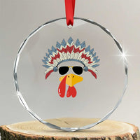 Funny Turkey Face Crystal Glass Ornament Thanksgiving Family Group Native American Costumes TS10