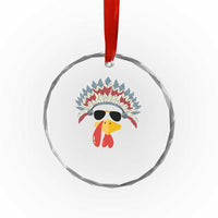Funny Turkey Face Crystal Glass Ornament Thanksgiving Family Group Native American Costumes TS10