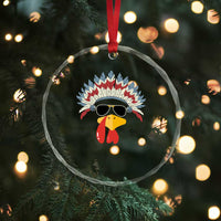Funny Turkey Face Crystal Glass Ornament Thanksgiving Family Group Native American Costumes TS10