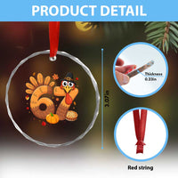 Funny Turkey Six And Seven Meme Crystal Glass Ornament Thanksgiving Gift TS12