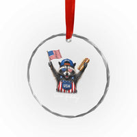 Funny Two Fiddy Raccoon Patriotic Crystal Glass Ornament USA Flag Hot Dog Fourth of July USA 250th Anniversary