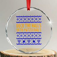 Funny Ugly Hanukkah Crystal Glass Ornament Deck The Halls With Matzo Balls Jewish Gift TS12