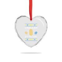 Funny Ugly Hanukkah Heart Crystal Glass Ornament Challah At Ya Girl Matching - Wonder Print Shop
