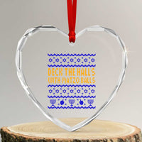 Funny Ugly Hanukkah Heart Crystal Glass Ornament Deck The Halls With Matzo Balls Jewish Gift - Wonder Print Shop