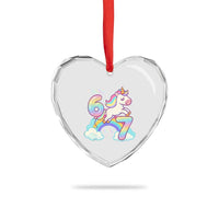 Funny Unicorn I Was 6 Now I Am 7 Heart Crystal Glass Ornament Girl Seventh Birthday Gift - Wonder Print Shop