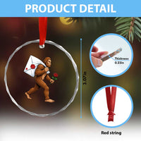 Funny Valentine Bigfoot with Heart Sack Bag Crystal Glass Ornament Romantic Sasquatch Love Letter Valentines Day
