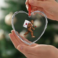 Funny Valentine Bigfoot with Heart Sack Bag Heart Crystal Glass Ornament Romantic Sasquatch Love Letter Valentines Day