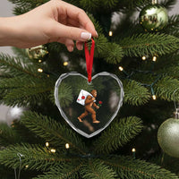 Funny Valentine Bigfoot with Heart Sack Bag Heart Crystal Glass Ornament Romantic Sasquatch Love Letter Valentines Day