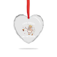 Funny Valentine Goose Heart Crystal Glass Ornament Love Goose On The Loose - Wonder Print Shop