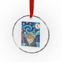 Funny Van Gogh Cat in Starry Night Crystal Glass Ornament TS12