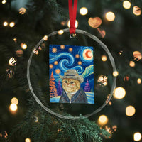 Funny Van Gogh Cat in Starry Night Crystal Glass Ornament TS12