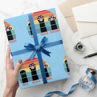 Funny Vintage Black Cat Introvert Wrapping Paper Roll Rock Paper Scissors Paw