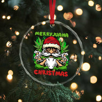 Funny Weed Christmas Crystal Glass Ornament Merry Juana Xmas Santa - Wonder Print Shop