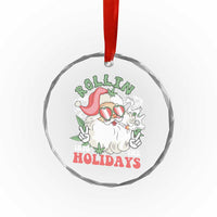 Funny Weed Christmas Crystal Glass Ornament Rollin Into The Holidays Santa Xmas - Wonder Print Shop