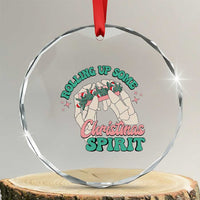 Funny Weed Christmas Crystal Glass Ornament Rolling Up Some Christmas Spirit Skeleton Hand TS11