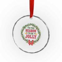 Funny Weed Christmas Crystal Glass Ornament Tis The Season To Be Jolly Xmas Wreath - Wonder Print Shop