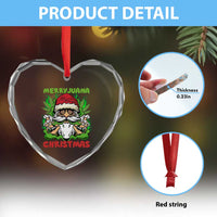 Funny Weed Christmas Heart Crystal Glass Ornament Merry Juana Xmas Santa - Wonder Print Shop