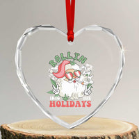 Funny Weed Christmas Heart Crystal Glass Ornament Rollin Into The Holidays Santa Xmas - Wonder Print Shop