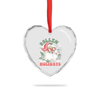 Funny Weed Christmas Heart Crystal Glass Ornament Rollin Into The Holidays Santa Xmas - Wonder Print Shop