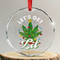 Funny Weed Xmas Crystal Glass Ornament Let's Get Lit Christmas Tree Cannabis TS09