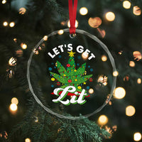 Funny Weed Xmas Crystal Glass Ornament Let's Get Lit Christmas Tree Cannabis TS09